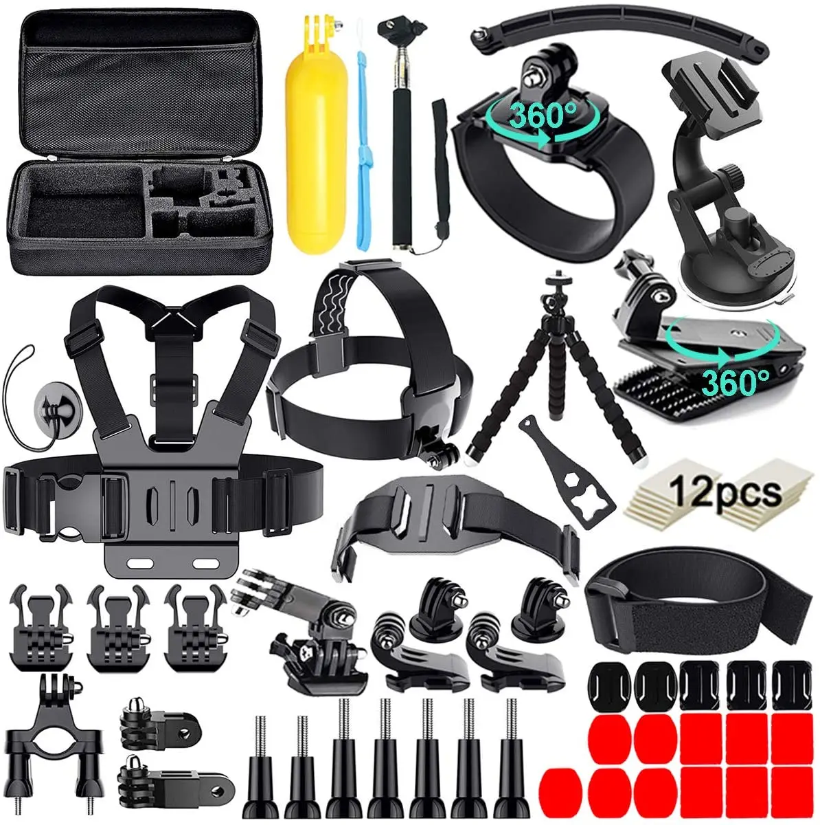 61 in 1 Action Camera Accessory Kit with Storage Bag for GoPro Insta360 AKASO DJI