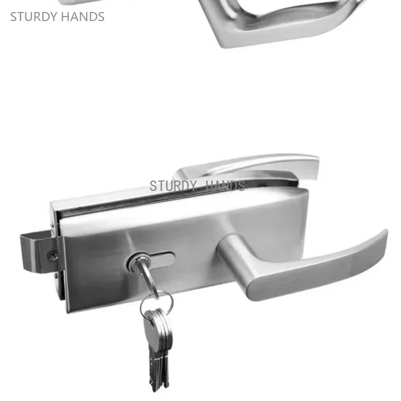 1 Set of Glass Stainless Steel Door Lock Office Partition Lock Glass Door Handle Lock Household Hardware Accessories with Key