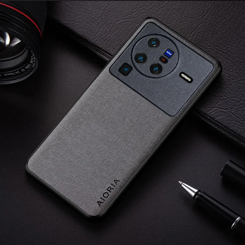 Case For Vivo X80 Pro coque simple design lightweight durable solid color textile leather cover for vivo x80 case