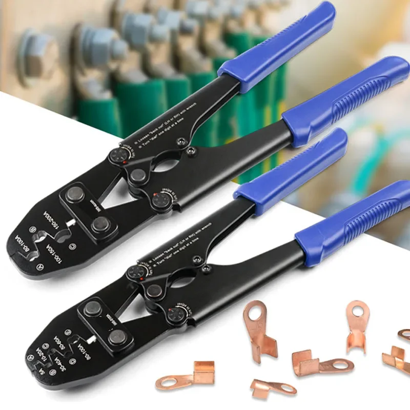 Copper Open Nose OT Line Nose U-shaped Bare Terminal Clamp Crimping Pliers 5-200A Connector Manual Cold Crimping Pliers