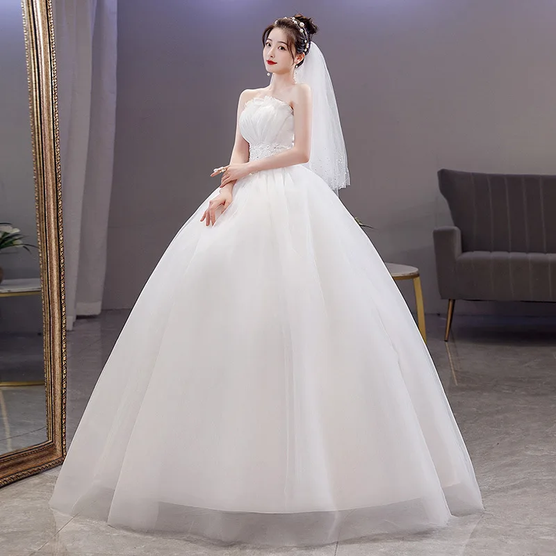 Vestido De Novia personalizado, nuevos vestidos De baile De talla grande sin tirantes, vestidos De Novia con cordones para mujer, Vestido De Novia