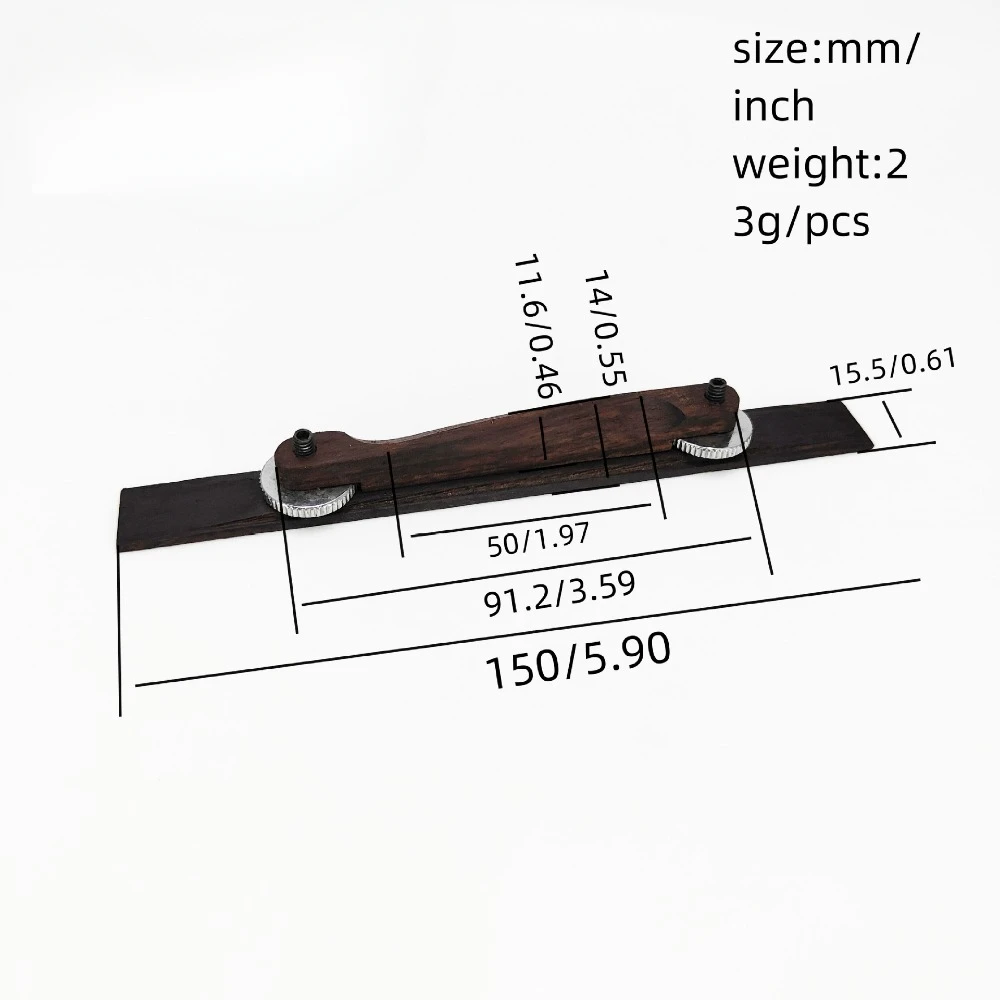 Slim Base Rosewood Jazz Bass Bridge with Tailpiece Saddle, Thin Base Design for Precision/Jazz Bass Guitar Replacement - view 3