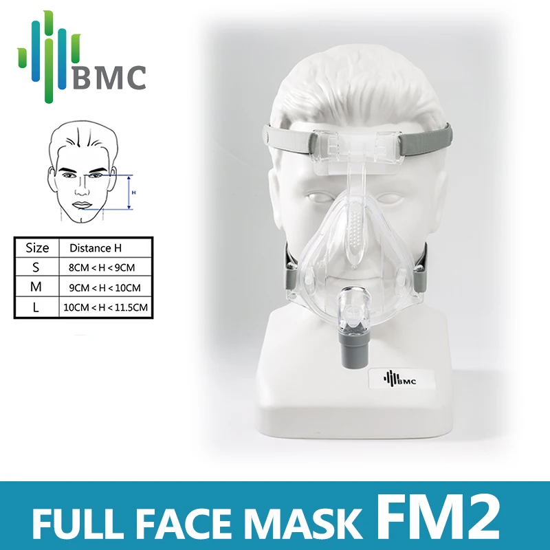 Máscara Facial Completa FM2 BMC para CPAP G2/G2S/G3/MINI, Máquina CPAP Bipap, Apnea del Sueño, Apta para Tubo de 22 mm, Ajuste Cómodo, a Prueba de Fugas