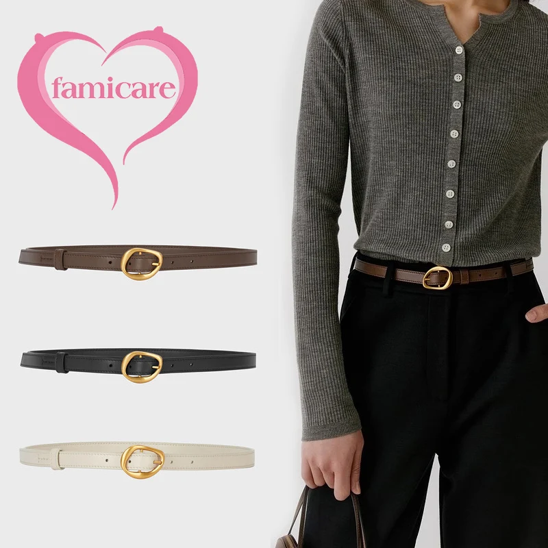 Famicare Luxe Modieuze Koeienhuid Dames Echt Lederen Cowskin Pin Riem Tailleband Voor Meisjes Vrouwen Metalen Gesp 2023 Nieuw