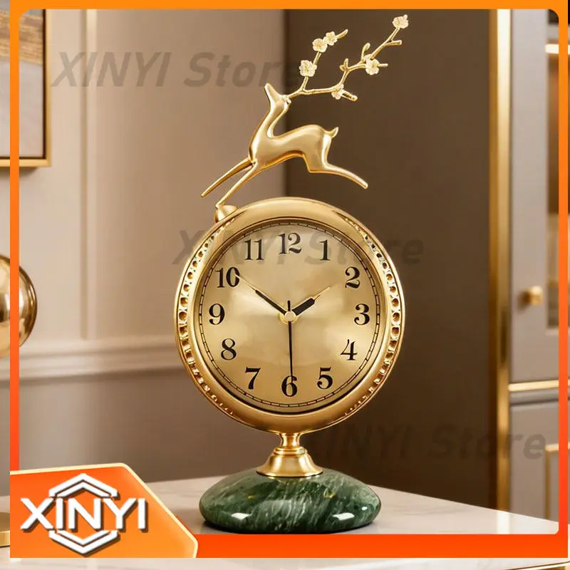 Light Luxury High-End Pendulum Desktop Clock for Living Room and Office Decor Brass Finish 2026 New Household Ornament Clock