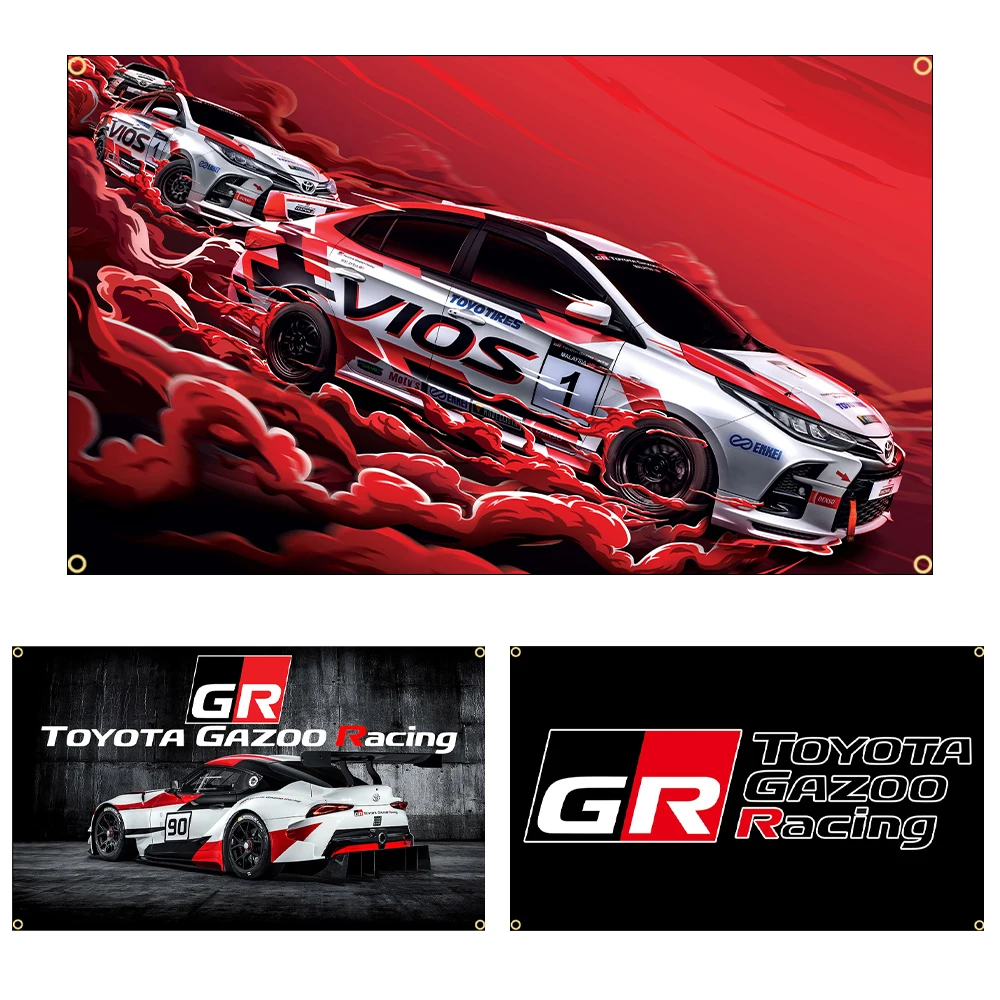 FLAGDOM 90x150cm 3x5Ft GR GAZOO RACING Flag Polyester Printed Racing Car Banner For Decor