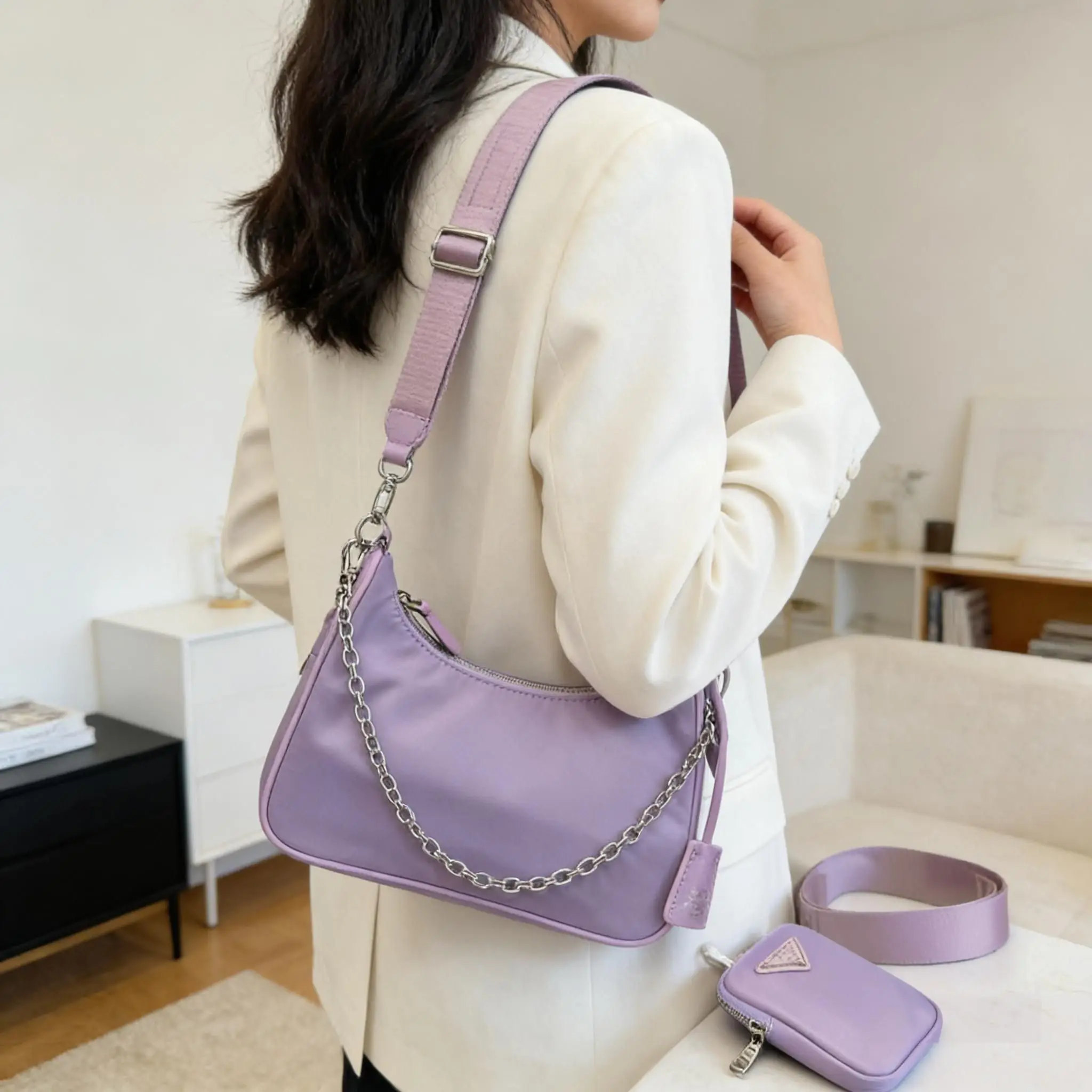 

Designer shoulder backpack, wanderer bag, nylon crossbody bag, luxury women's bag