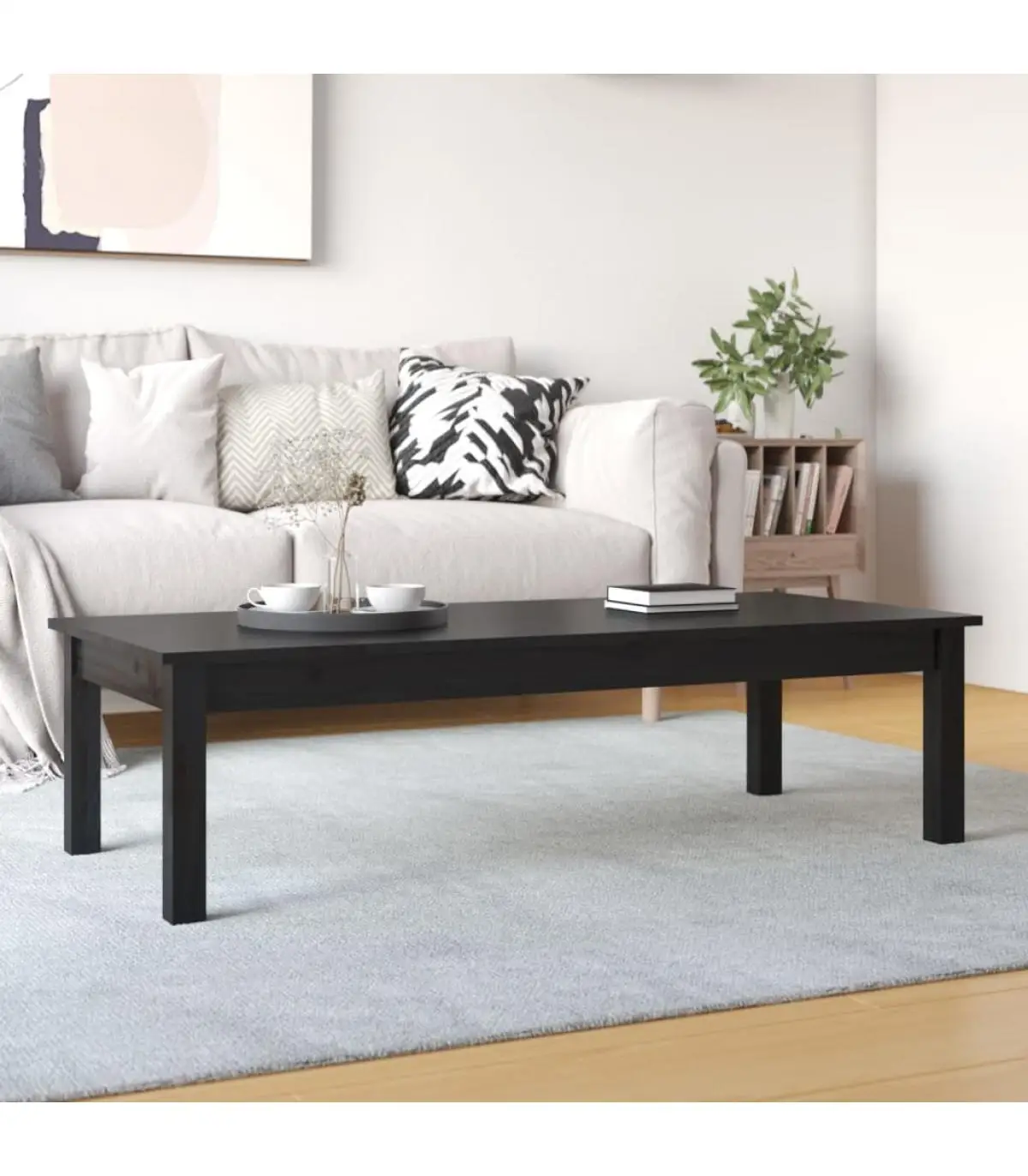 110x50x30 cm Black Pine Solid Wood Coffee Table