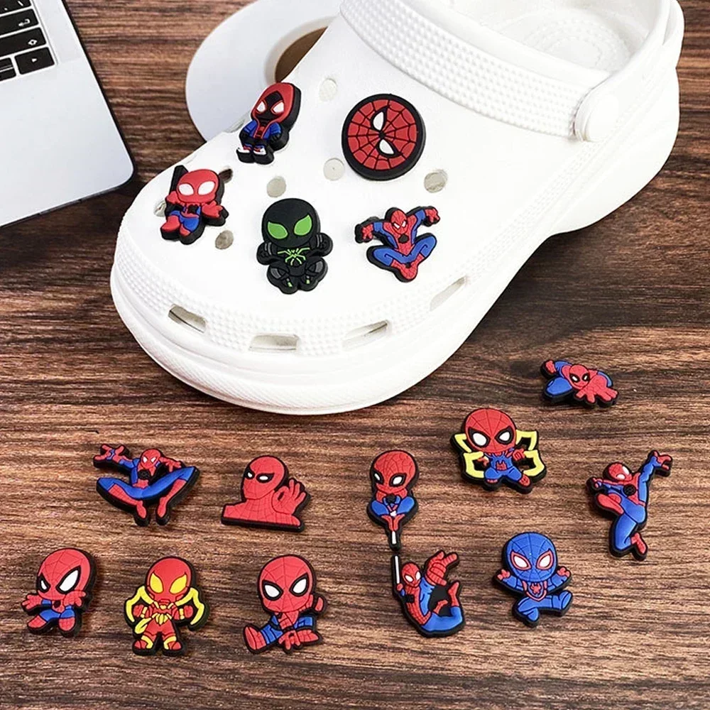 One Piece Spiderman PVC Shoe Decoration for Croc Charms Accessories DIY Shoe Crocs for Jibz Buckle Wholesale Kid Boy Gifts Set