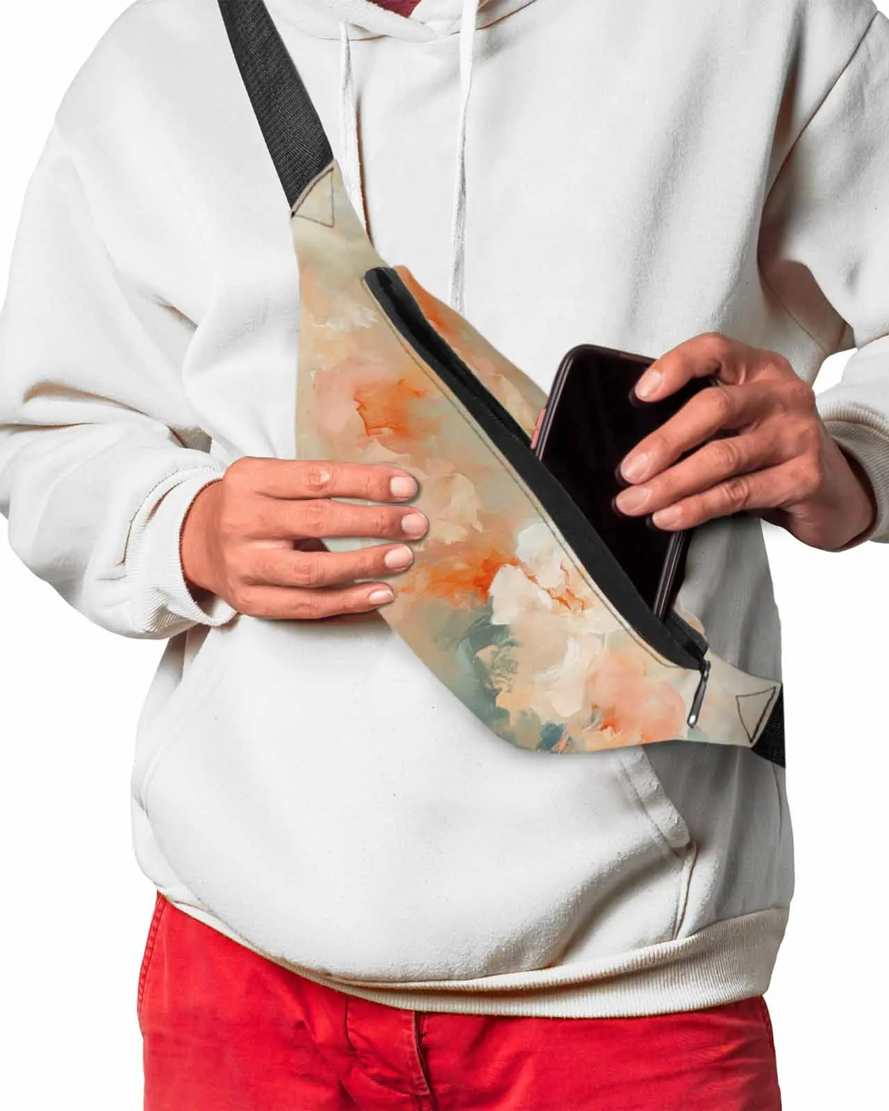 Abstract Modern Art Of Flower Oil Painting Phone Belt Bag Wallet Pouch Waterproof Waist Bag Fanny Pack for Women Men