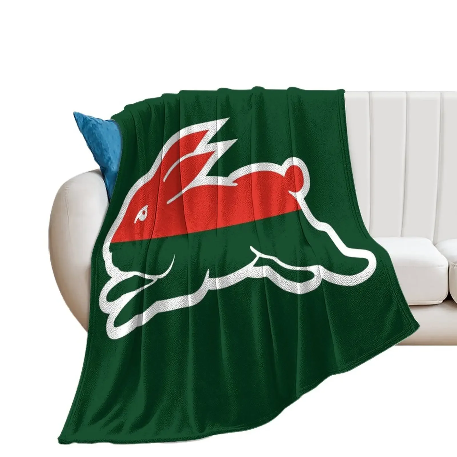 South Sydney Rabbitohs - Cardinal & Myrtle & White Throw Blanket Sofas Beautifuls Blankets