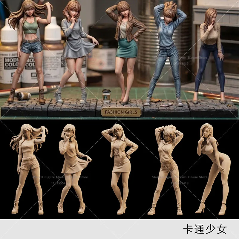 

1/64 Scale Miniature Scene Dolls Unpanited White Figure Mini Model City Girls' Casual Lifestyle Moments Everyday Chic Scenarios