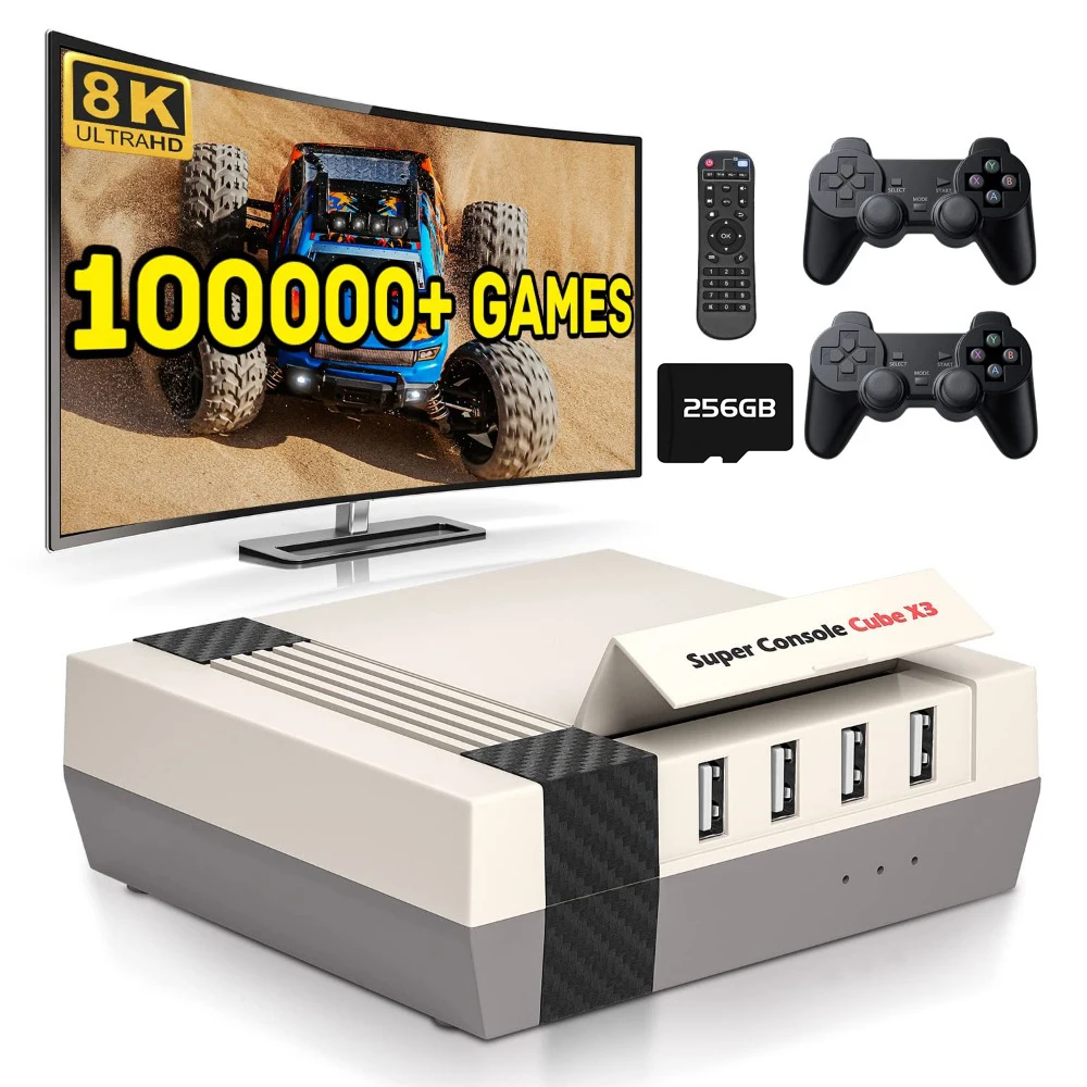 

8K Video Game Console 100000 Games 50 Emulator Android Smart TV Box Emuelec Retro Game Machine with Wireless Gamepad Controller