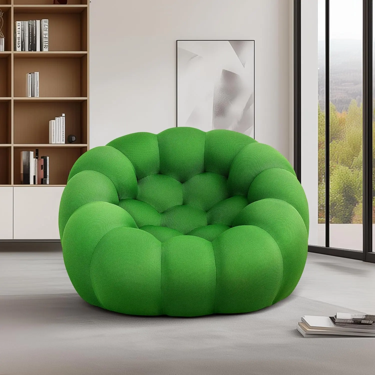 47'' Bubble Sofa, Oversized Single Lazy Sofa, Modern Mesh Fabric Floor Couch, 3D Honeycomb Shape Floor Sofa, No Assembly