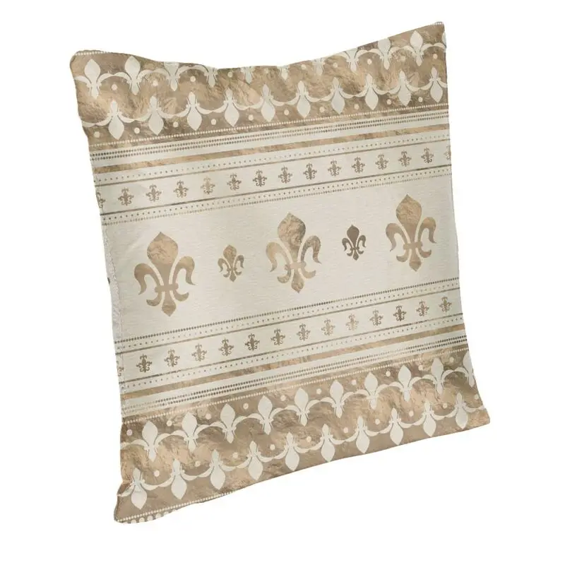 Pastel Gold Fleur De Lis Throw Pillow Case for Living Room Fleur-De-Lys Lily Flower Nordic Cushion Cover Soft Pillowcase