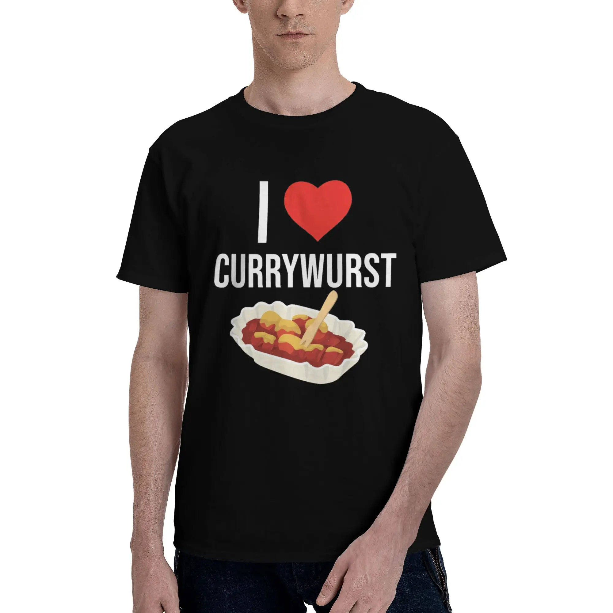 

I love Currywurst Ruhrpott 100% Cotton T-Shirt Men's Classic T Shirts Men Crew Neck Short Sleeve S-6XL