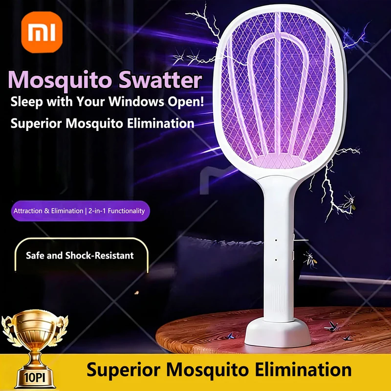 Xiaomi 2 in 1 Handheld Electric Fly Swatter Bug Zapper Racket Rechargeable Mosquito Killer Lamp Pest Control for Indoor Outdoor