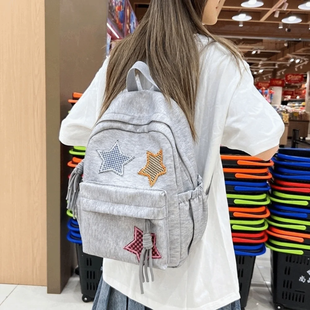 Fashion Star Corduroy Backpack Soft Fabric Large Capacity School Backpack Colorful Multi-Pocket Travel Bag For Students
