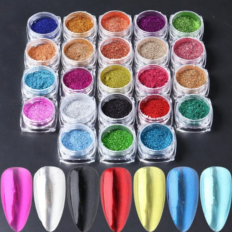 23 Colors Mirror Nail Powder Set Laser Water Ripple Holographic Shimmer Glitter DIY Nail Art Decoration for Manicure Supplies