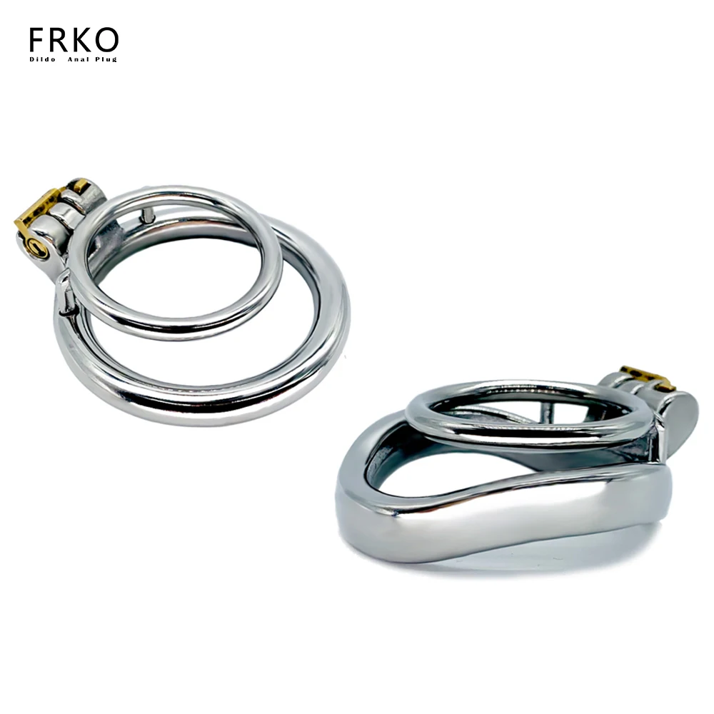 

FRKO Male Stainless Steel Double Dick Rings Chastity Cage Device Lockcock BDSM Penis Exercise Training Sex Toys For Men 18+