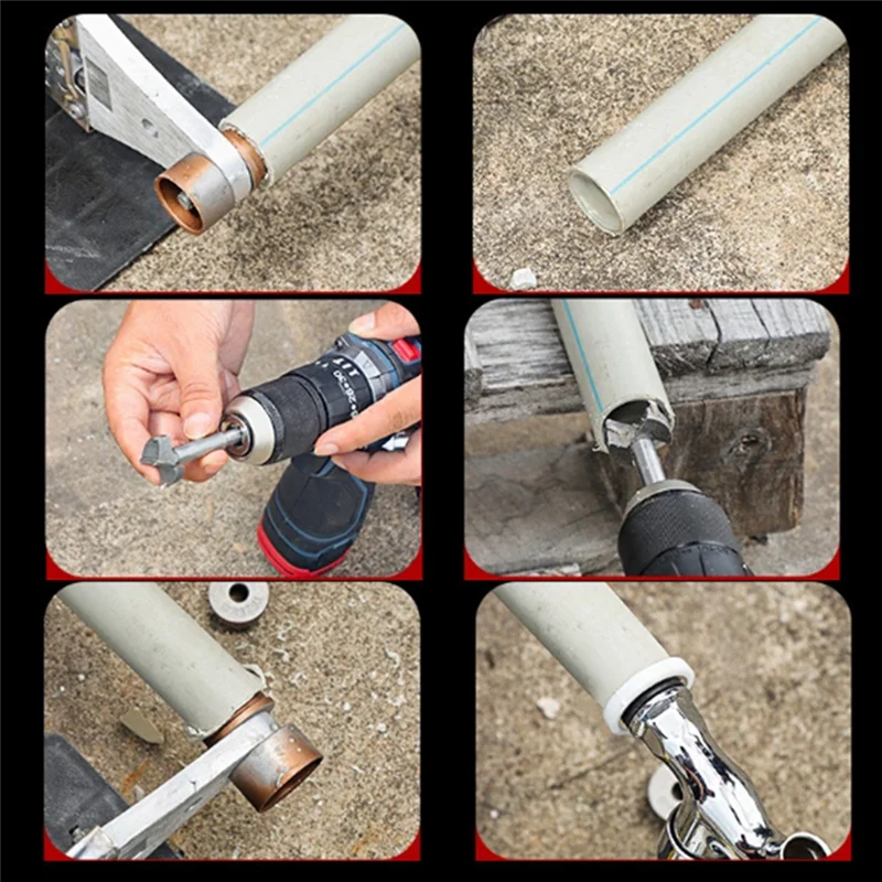 

ABBO-Workshop Power Tools: 5Pcs 26.5Mm Boring Drill Bit Thread Attachment For 1/2Inch PPR Water Pipes Repair Tools