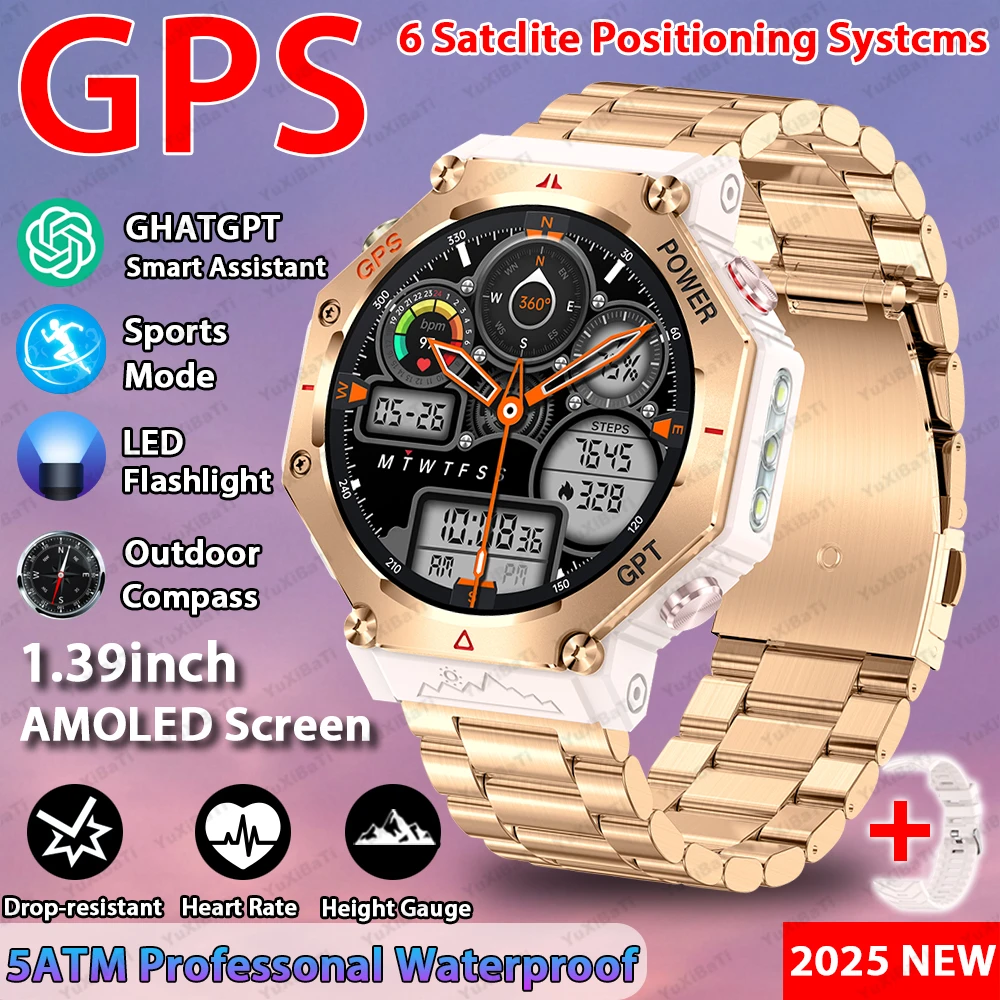 2026 T-Rex 3 Ultra Militair GPS Smart Watch voor heren 10ATM Waterdicht met ingebouwd dual-band GNSS-kompas Militaire sport Smartwa