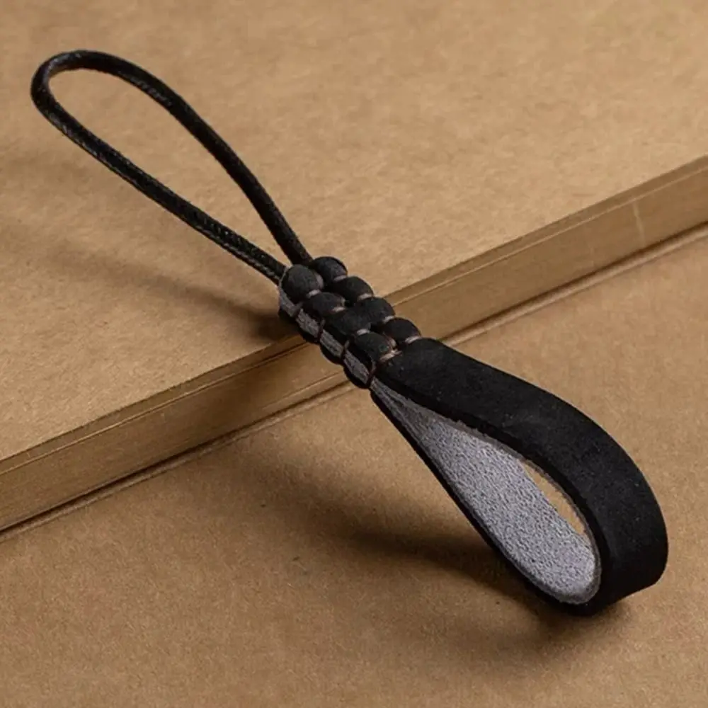 Personalized Wear-resistant Leather Lanyard Key Loop Handmade Cowhide Car Keychain Retro Vintage Leather Key Ring Key Holder
