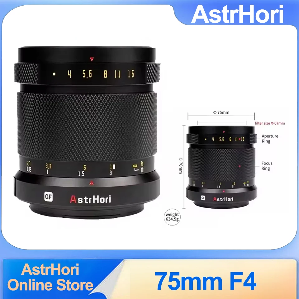 

AstrHori 75mm F4 Medium Format Manual Focus Excellent in-focus High Resolution Lens for Fujifilm GFX100/GFX100S/GFX50S/GFX5OR