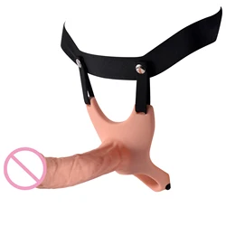 Male Wearable Hollow Strapon Dildo Strap On Penis Sleeve Dick Enlarge Cock Extension Harness Belt Adult Sex Toys for Men Couple