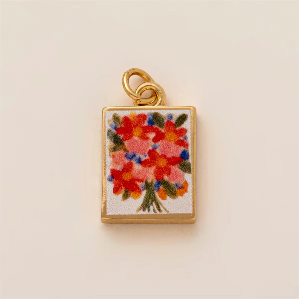 Cute Simple and Versatile Flower Series Pink Love Rose Tulip DIY Pendant charms for jewelry