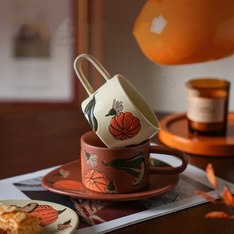 Halloween Retro Ceramic Coffee Cups Creative Irregular Afternoon Tea Set Daily Party Exquisite Coffee Cup Birthday Gifts