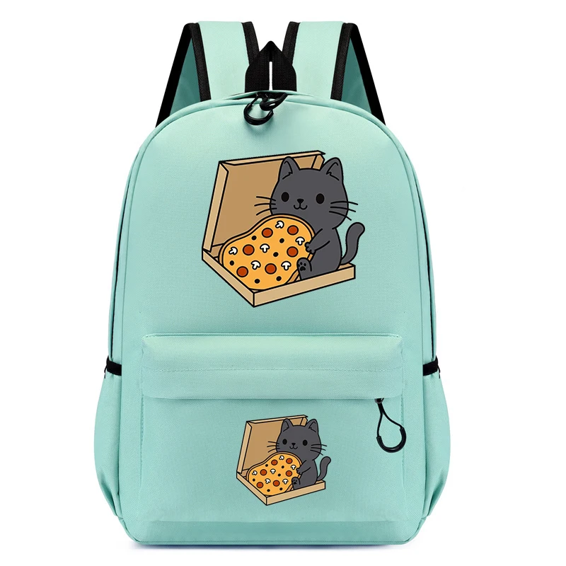 Children's School Bag Cartoon Pizza Cat Backpacks for Teenager Cute Kindergarten Schoolbag Anime Book Bag Boys Girls Animal Bag