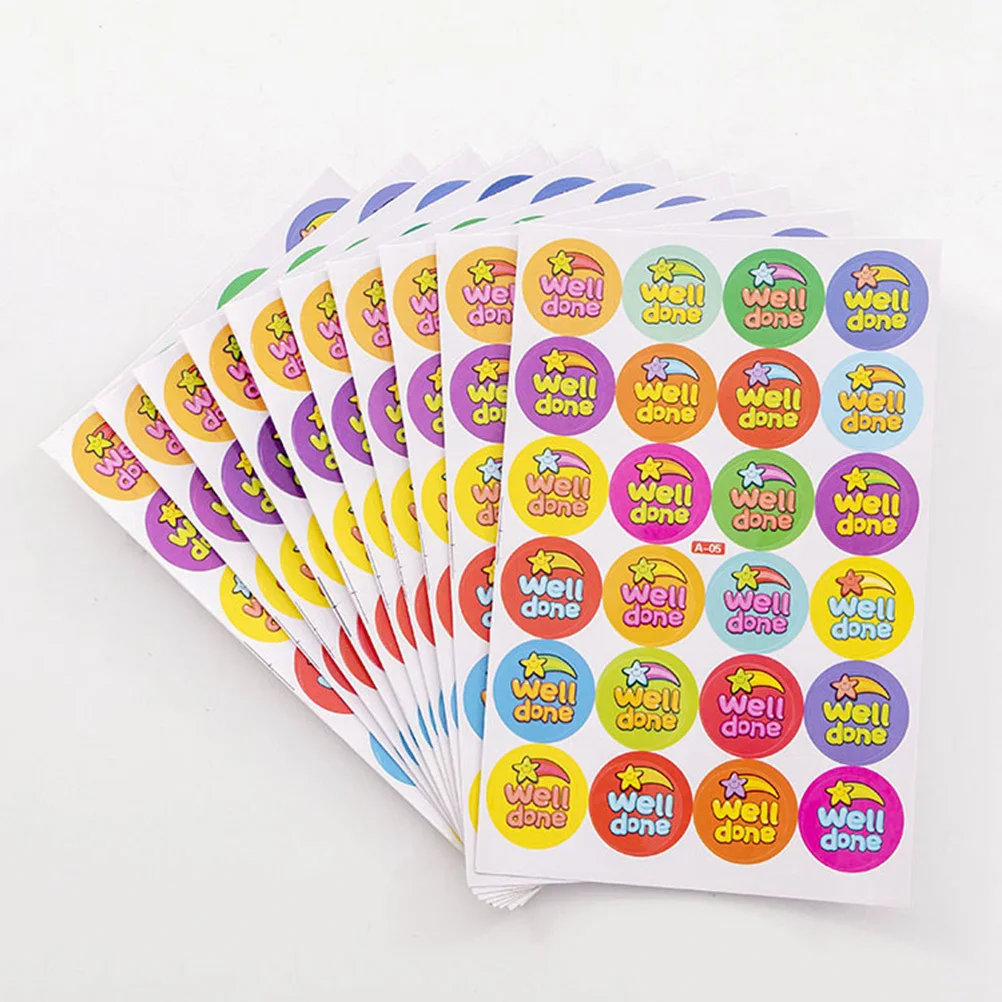 

90 Sheets Reward Stickers Colorful Adhesive Cartoon Decals for Kindergarten Primary School Kids Rewarding Encouragement Stickers
