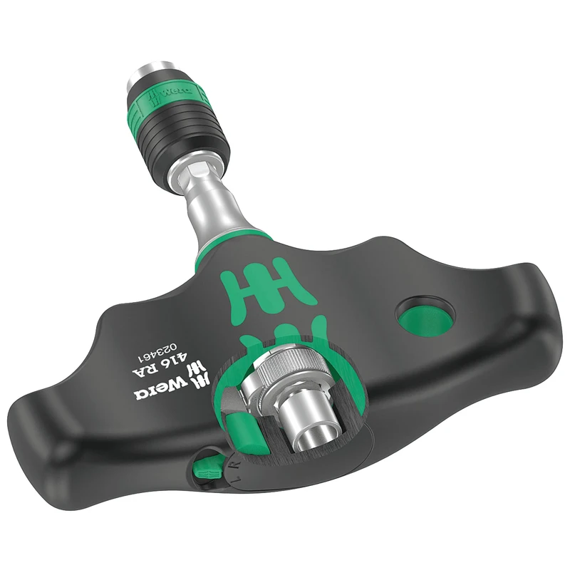 WERA 05023461001 416 RA T-Handle Bitholding Screwdriver with Ratchet Function and Rapidaptor Quick-Release Chuck 1/4\