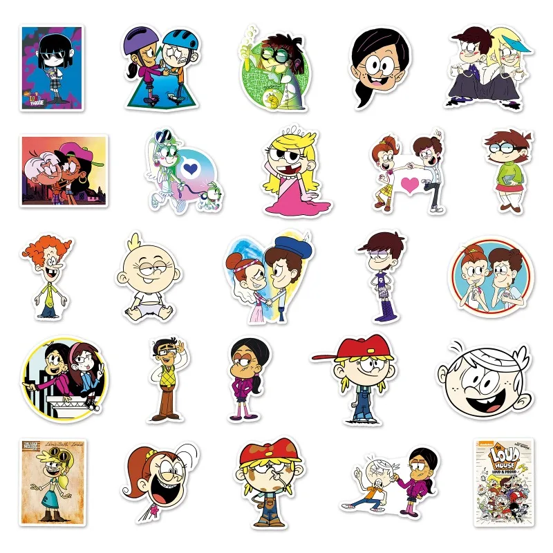 50pcs The Loud House Anime Stickers Suitcase Water Cup Stationery Mobile Phone Scooter Laptop Refrigerator Decoration Stickers