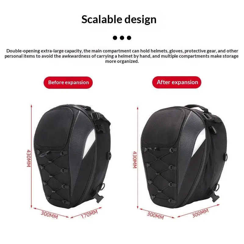 Motorcycle Tail Bag Rear Seat Storage Waterproof Backpack Large Space for Rider Travel and Daily Use