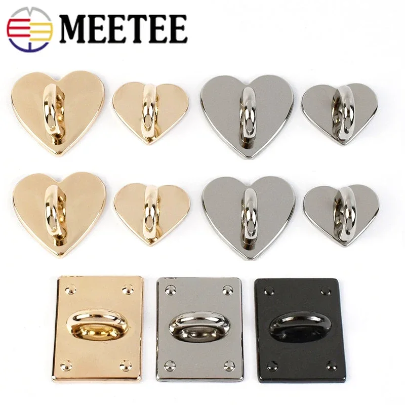 10/20Pcs Meetee Metal Heart D Ring Buckle Bag Side Clip Buckles Non-detachable Hook Clasp DIY Hardware Decoration Accessories