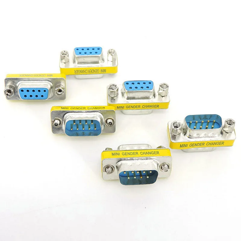 DB9 9Pin VGA jantan ke jantan/betina Ke betina jantan konverter konektor adaptor soket pengganti jenis kelamin Mini seri RS232 E1