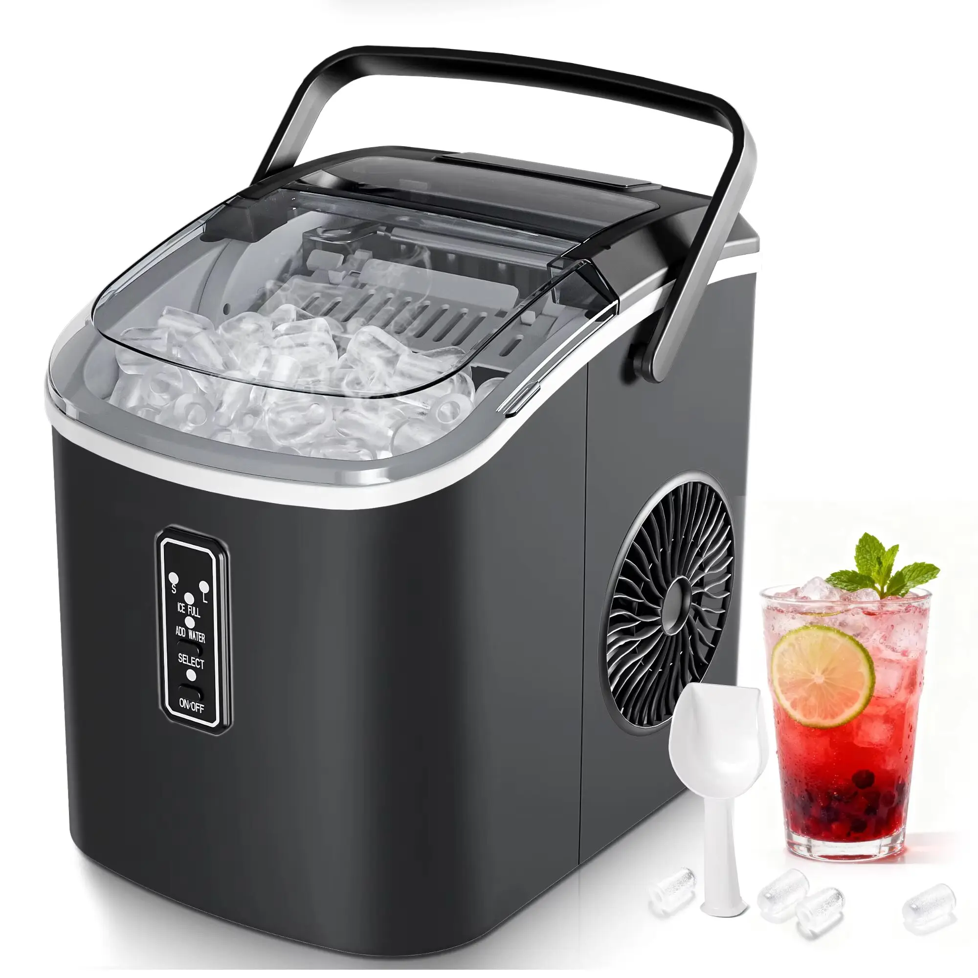 Portable Ice Maker Automatic Household Small Ice Maker 6 Mins/9 Pcs 12kg/24H Self-Cleaning For Home Bar Party Ice Making Machine image 3