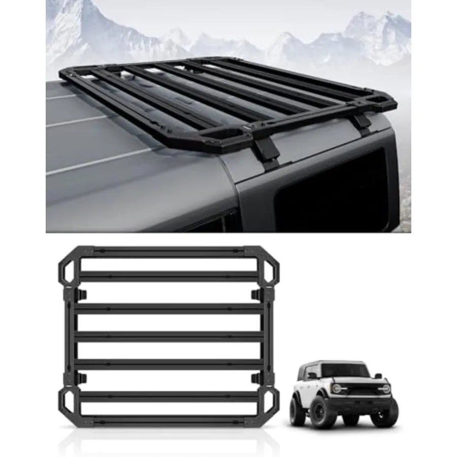 Bronco Roof Rack Rear Cargo Basket Crossbar for  Bronco 2021 2022 2023 2024 Hardtop 4 Door Half Short Roof Platform Heavy Duty