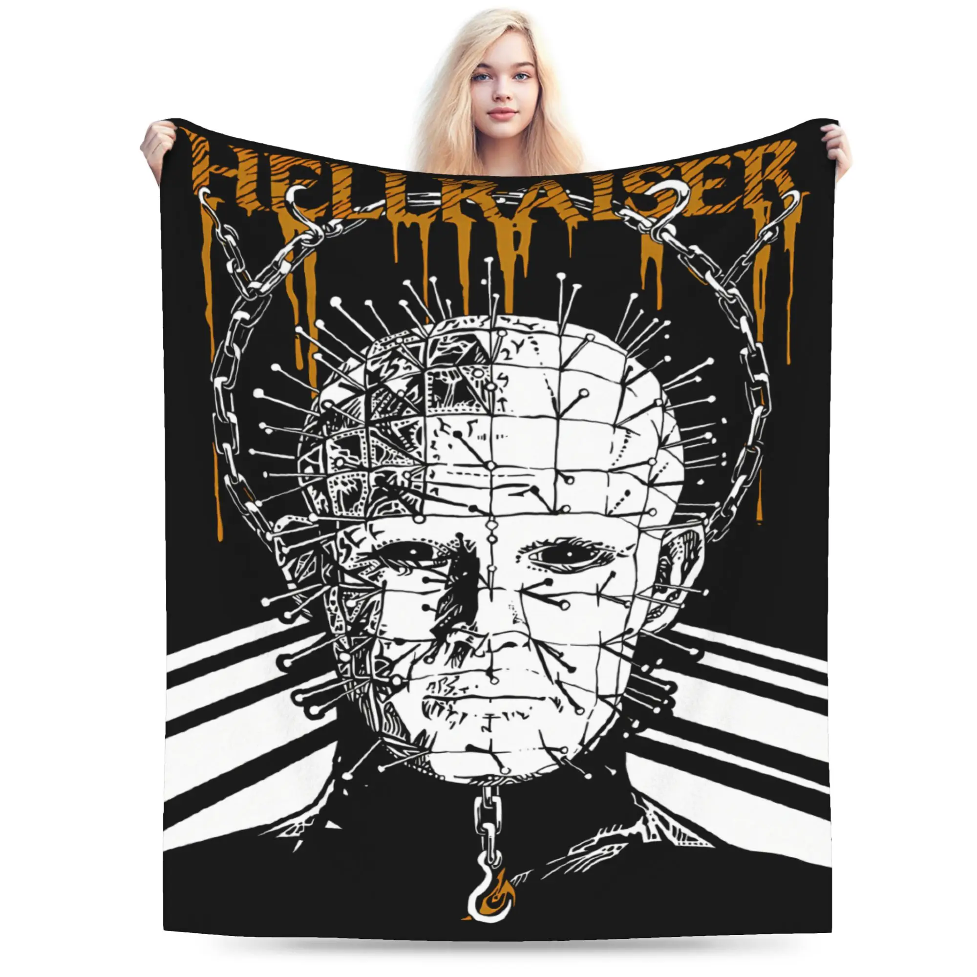 Warm Soft Blanket Girls Boys Decorative Hellraiser Pinhead Lament Throw Blanket  Flannel Bedspread For Home Decor Sofa Bed Cover