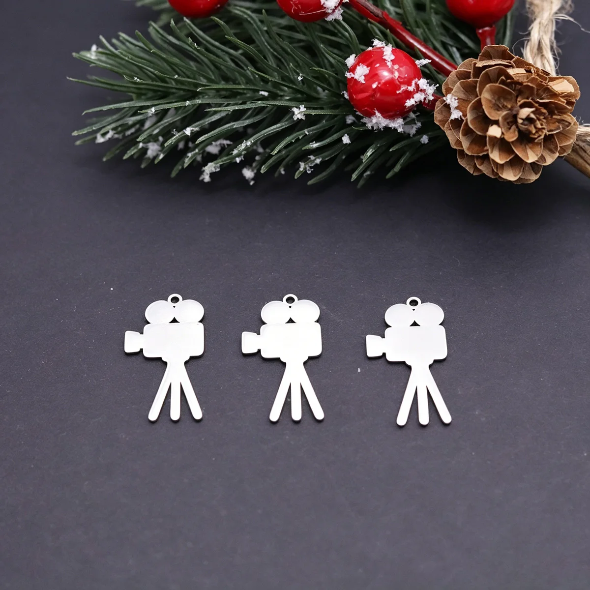 3pcs Tripod Camera Charms For Jewelry Making DIY Accessories Stainless Steel Pendant Earrings Bracelets Handmade Craft Supplies