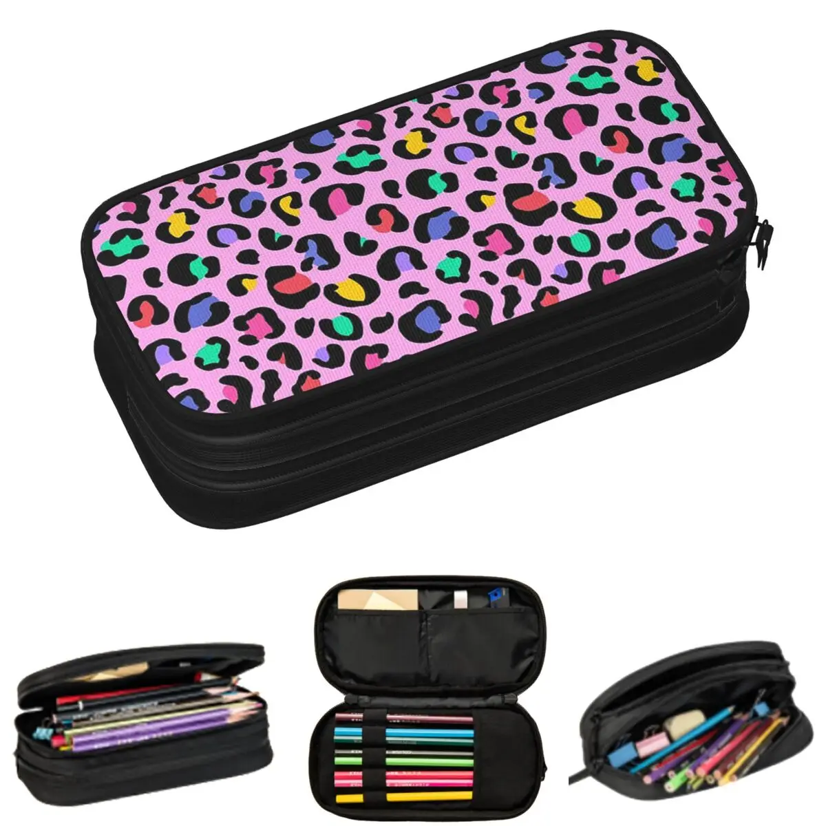 

Красочные пеналы с узором в виде леопардовых пятен для студентов, школьные пеналы-коробки, большая сумка для хранения ручек и карандашей