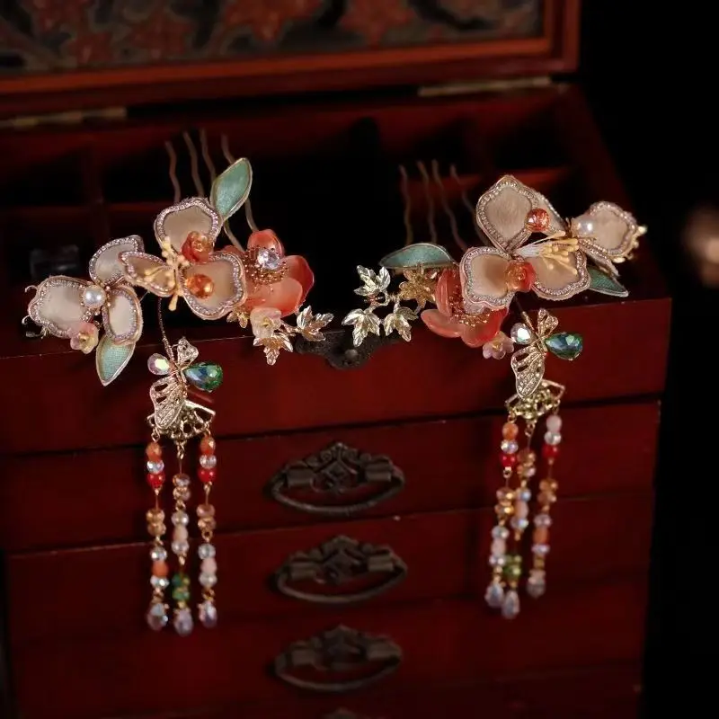 Chinese Vintage Casamento Hairpins Set, Retro Dragon Phoenix, Acessórios de Cabelo Tradicional, Xiuhe Antigo Traje, Hanfu Headdress, Retro