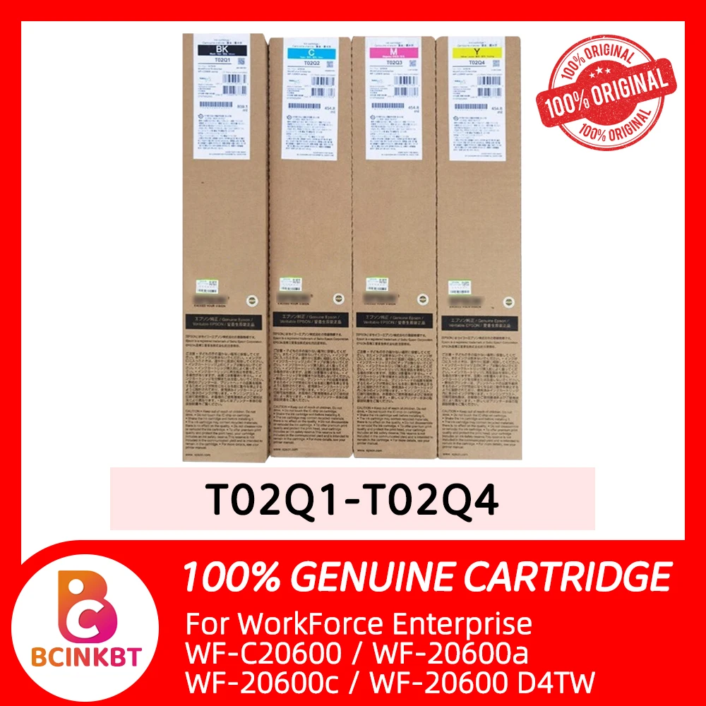 1SET Original T02Q Ink Cartridge T02Q1 T02Q2 T02Q3 T02Q4 For Epson WorkForce Enterprise WF-C20600 WF-C20600a WF-C20600c Ink Tank