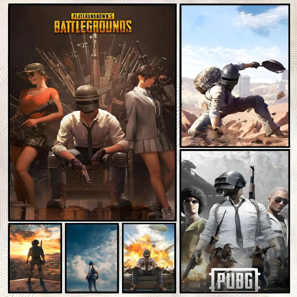 Game P-PUBG Battlegrounds Poster Self-Stick HD PP paper Wall Art Poster, Waterproof Decor for Bedroom, Living Room and Home