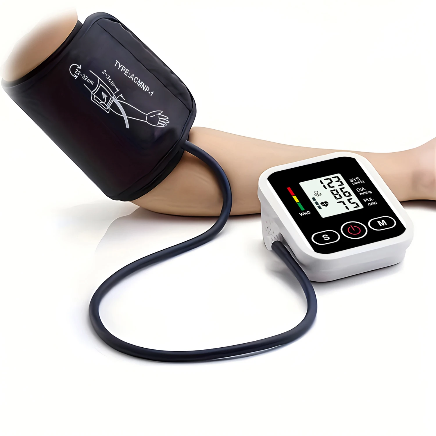 Monitor de Presión Arterial, Detector de Presión Arterial Saludable, Medidor Digital de Presión Arterial con Brazalete para Brazo, Tensiómetro Automático de Pulso