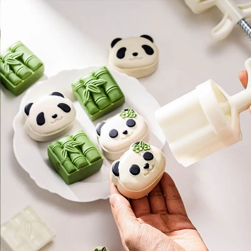 30g 50g panda bamboo moon cake model mini Bean paste cake model complementary food yam cake printing tool baking household