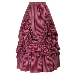 BP Women's Skirt Gothic Bustle Vintage Retro Elastic Waist Length Adjustable Cocktail Pull-on Ruffle High Waist Skirts