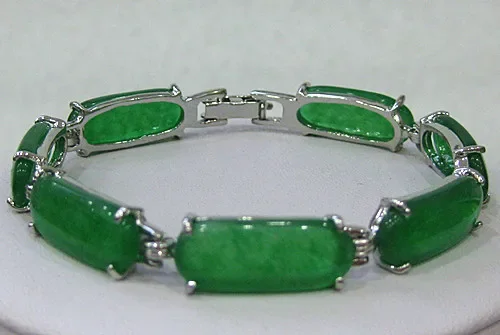 

silver plated Green Jades Bracelet